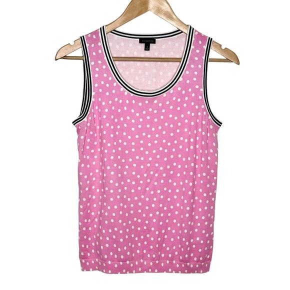 Talbots Polka Dot Tank Top Pink Womens Small Preppy Tenniscore Sporty Sleeveless - Picture 1 of 5